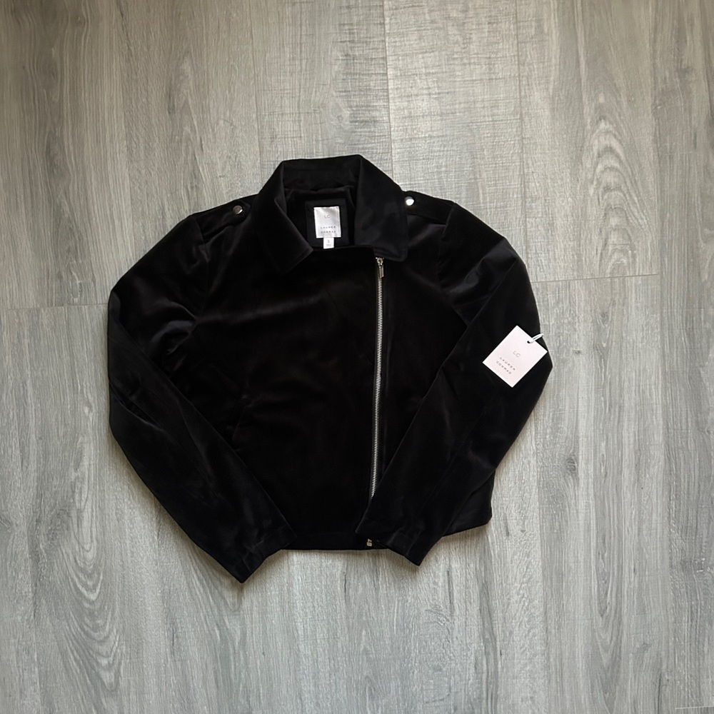 LC Lauren Conrad NWT Black Suede Zippered Moto Jacket (S)